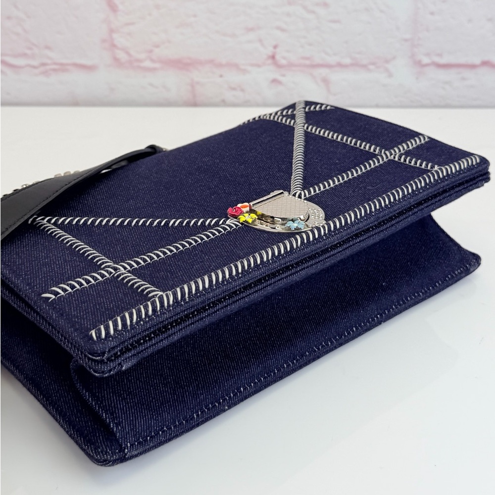 Christian Dior Denim Quilted Diorama Floral Spring Flap Bag - Picture 5 of 15